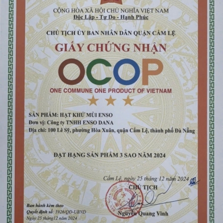 HẠT KHỬ MÙI ENSO ĐẠT CHỨNG NHẬN OCOP 3SAO